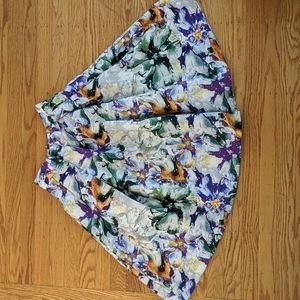 Floral high waisted full midi skirt
